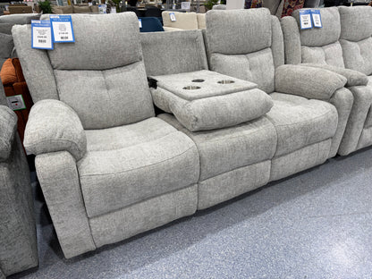 Florence Powered Reclining 3 Seater Sofa SILVER With Console