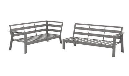 PRE ORDER Vegas Light Grey Aluminium Large Corner Fire Pit Table Set
