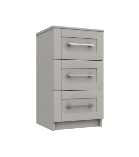 Calder 3 Drawer Bedside Light Grey