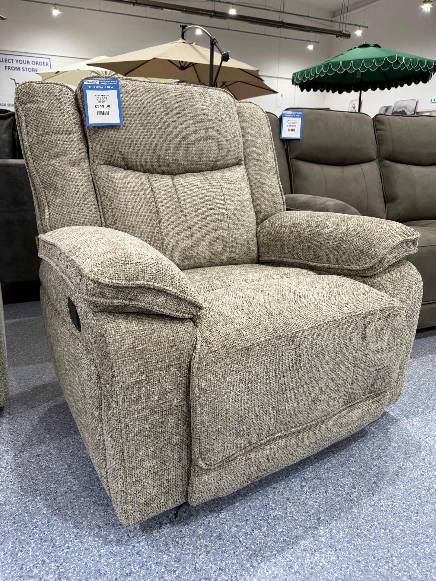 Milan Manual Reclining Armchair BISCUIT