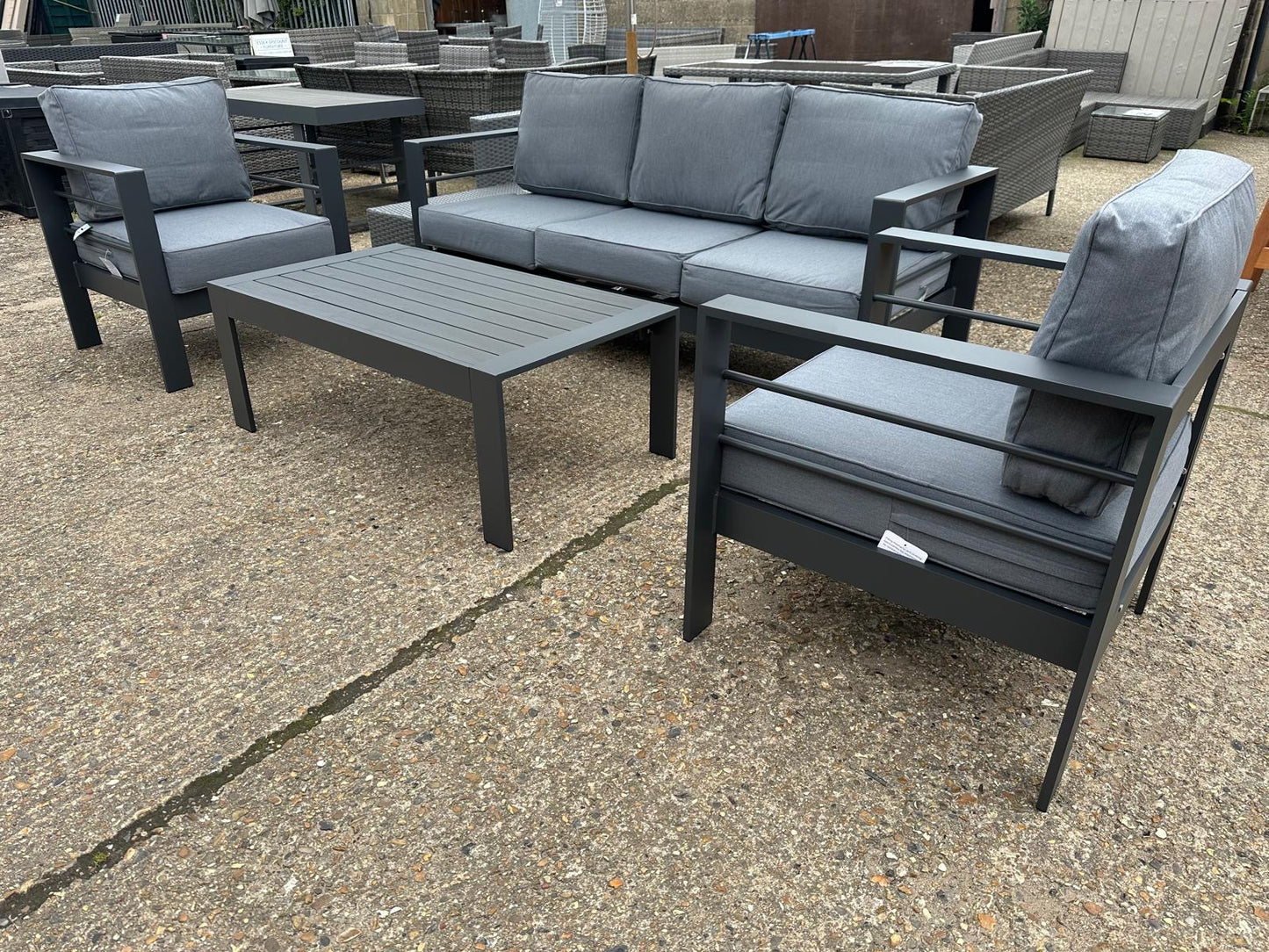 Grey Aluminium 5 Seater Sofa Lounge Set