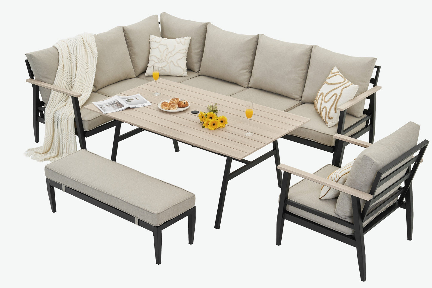 California Aluminium Large Corner Dining Set and Armchair