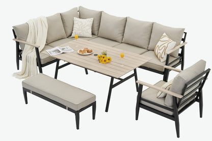 California Aluminium Large Corner Dining Set and Armchair