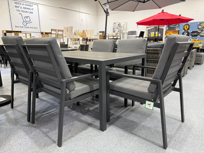 Grey Aluminium 6 Seater Garden Table & Chair Set