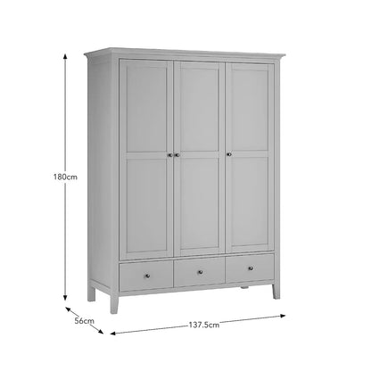 Lynton 3 Door 3 Drawer Wardrobe NATURAL
