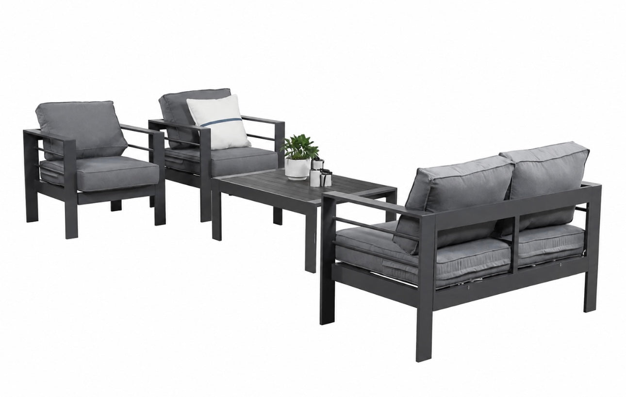 Grey Aluminium 4 Seater Lounge Set