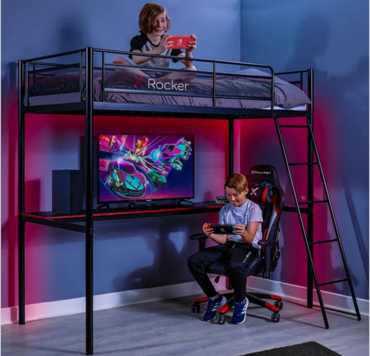 X Rocker HQ High Sleeper Gaming Bed With Desk