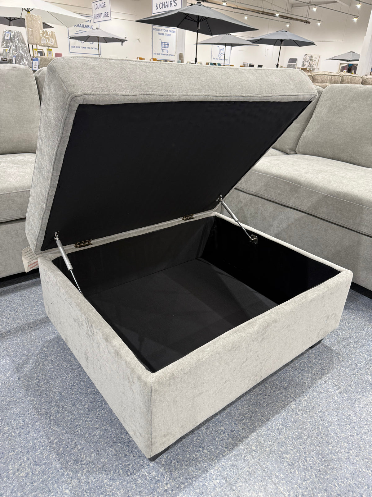 Nimbus Light Grey Corner Sofa & Footstool