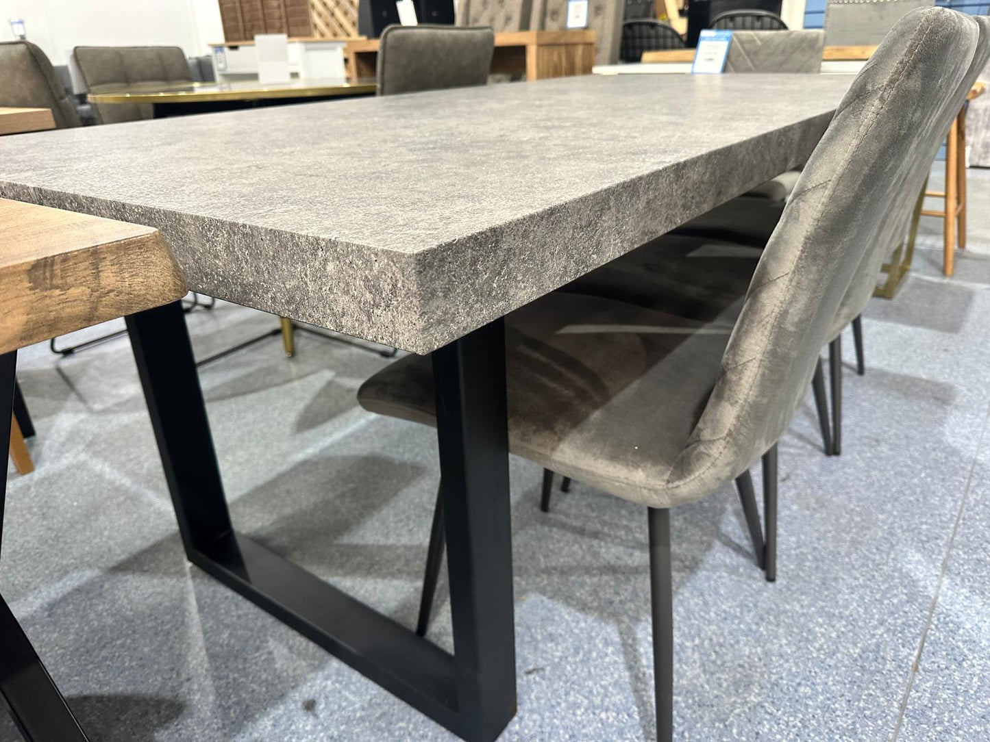 Dark Grey Concrete Effect Dining Table