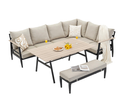 California Aluminium Large Corner Dining Set and Armchair