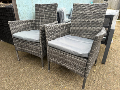 1696 Pair Of Dark Grey Rattan Armchairs