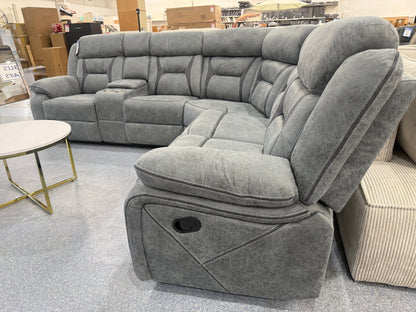 Venice Marble Grey Fabric Corner Reclining Sofa