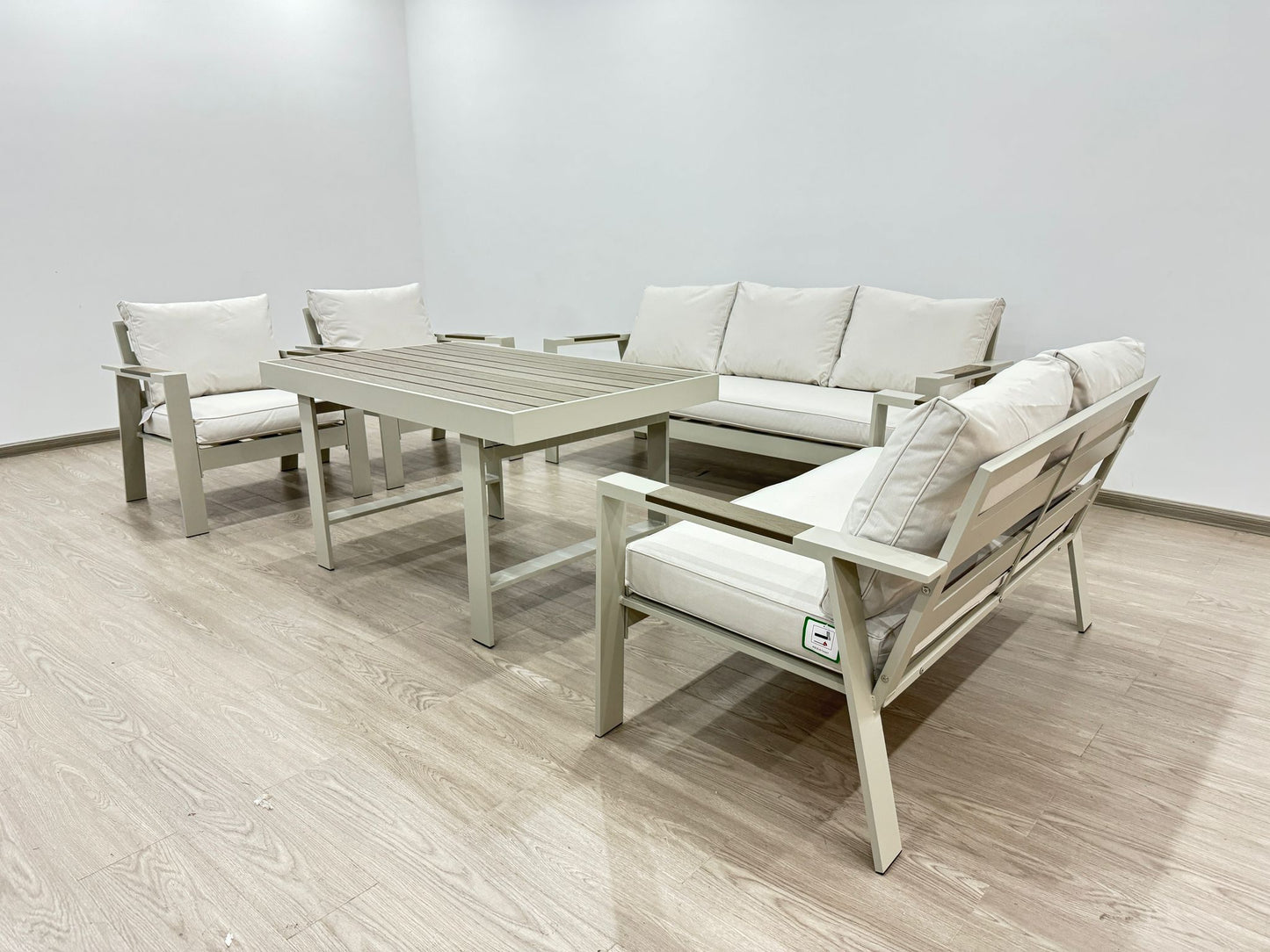 Beige Aluminium 7 Seater Dining Set