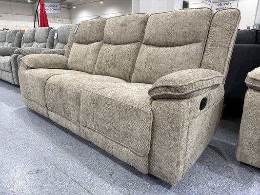 Milan 3 Seater Manual Reclining Sofa BISCUIT