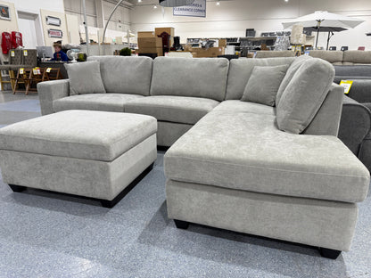 Nimbus Light Grey Corner Sofa & Footstool