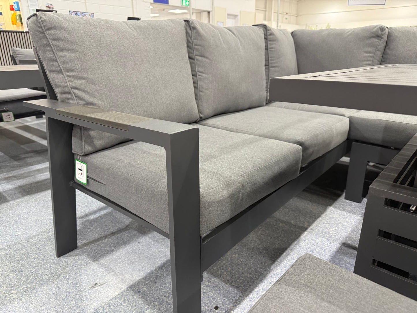 Vegas Aluminium Large Corner Sofa With Rising Firepit Table Set