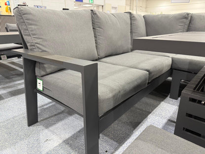 Vegas Aluminium Large Corner Sofa With Rising Firepit Table Set