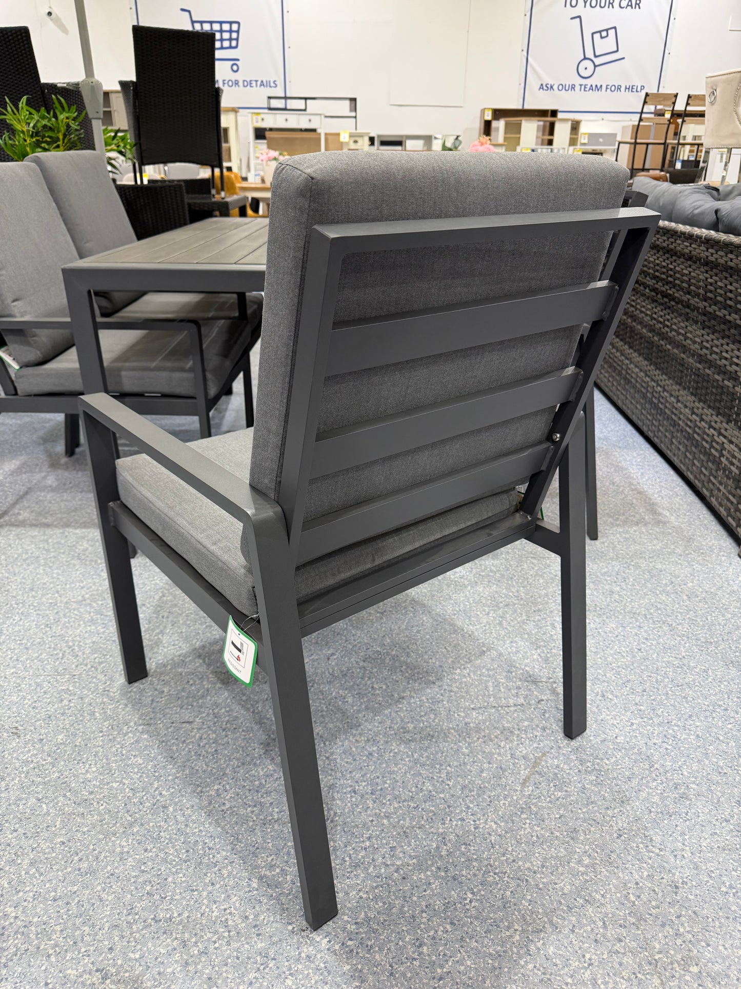 Grey Aluminium 6 Seater Garden Table & Chair Set