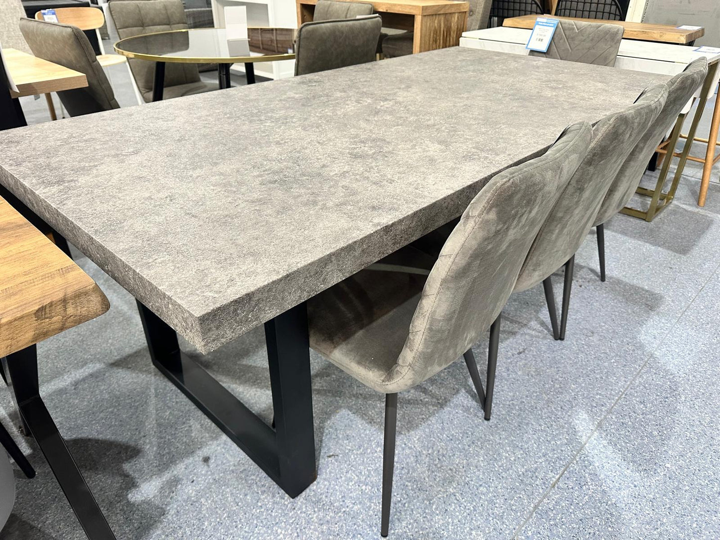 Dark Grey Concrete Effect Dining Table