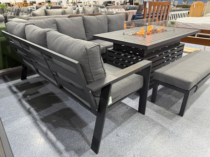 Vegas Aluminium Large Corner Sofa With Rising Firepit Table Set