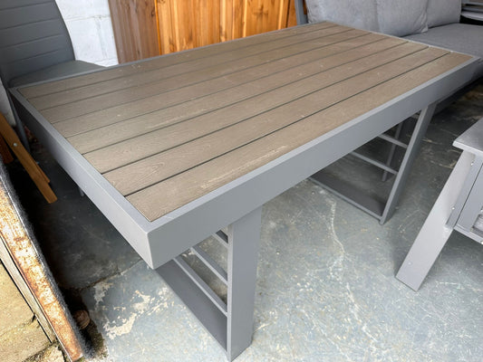 Grey Aluminium Poly Wood Top Dining Table