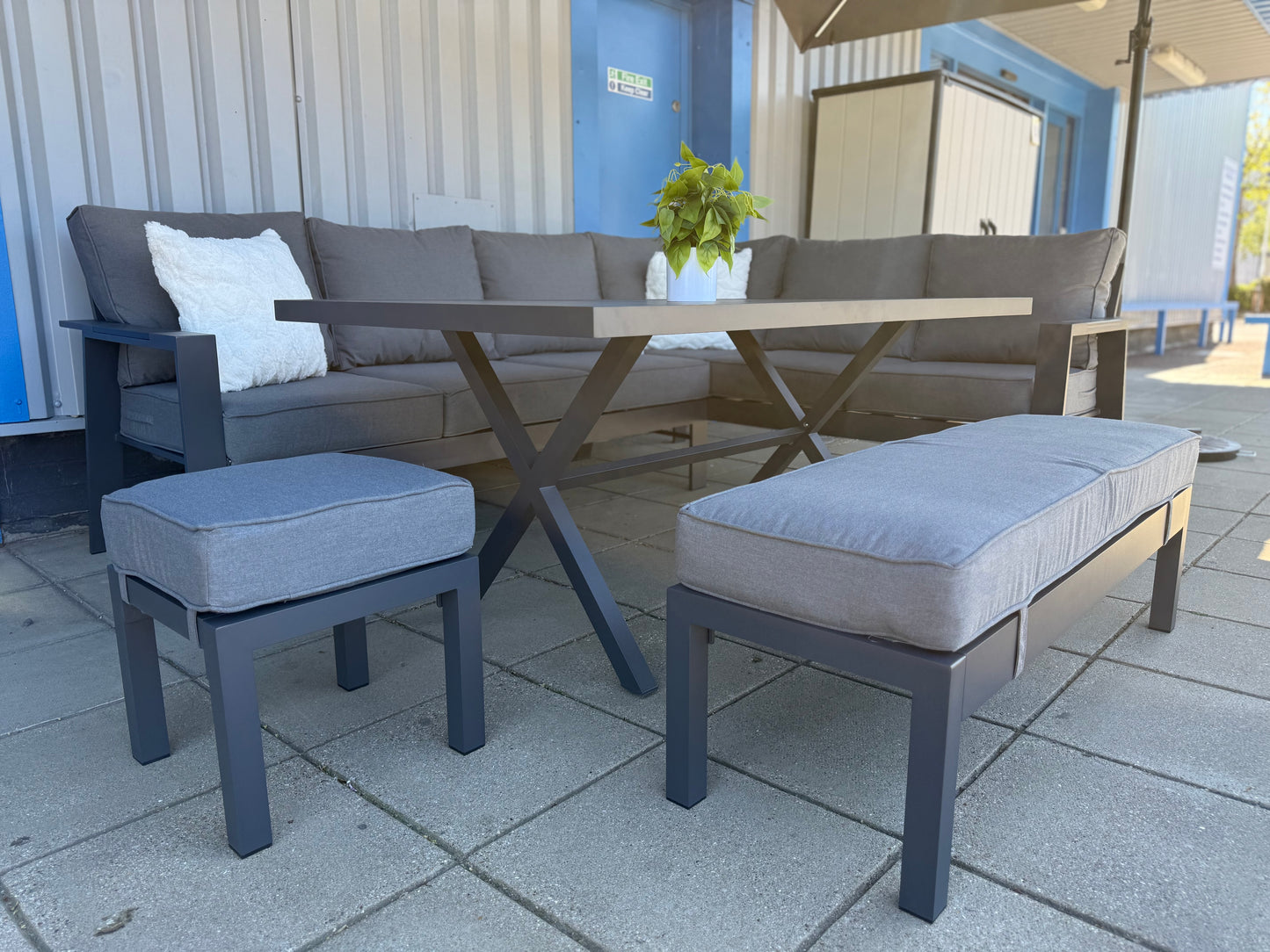 Vegas Grey Aluminium Large Corner Dining Set