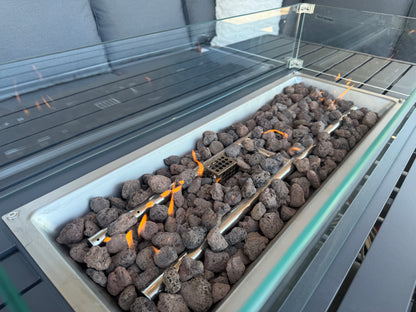 Vegas Aluminium Large Corner Sofa With Rising Firepit Table Set