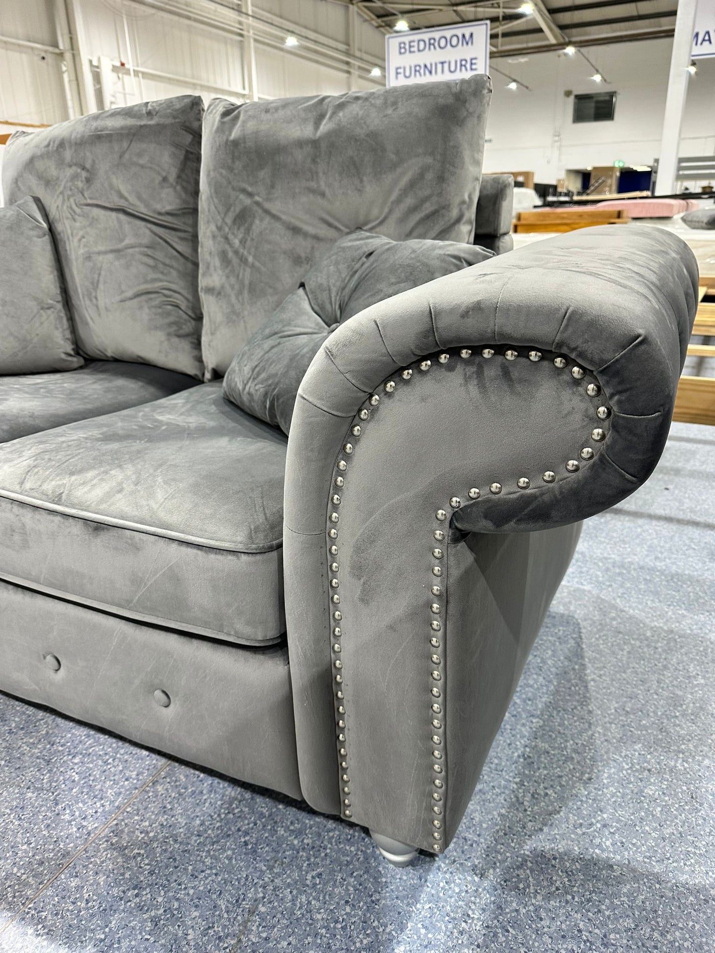 Buckingham Plush Grey 3+2 Seater Sofa