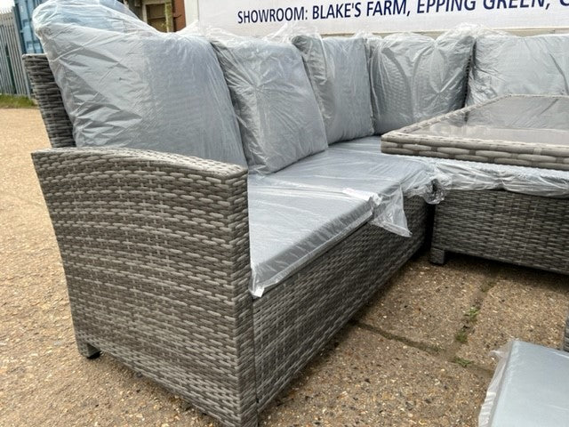 EDF Light Mixed Grey Rattan Large Corner Dining Set