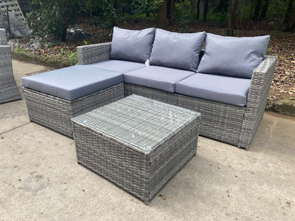 EDF Mixed Grey Rattan Corner Chaise Set