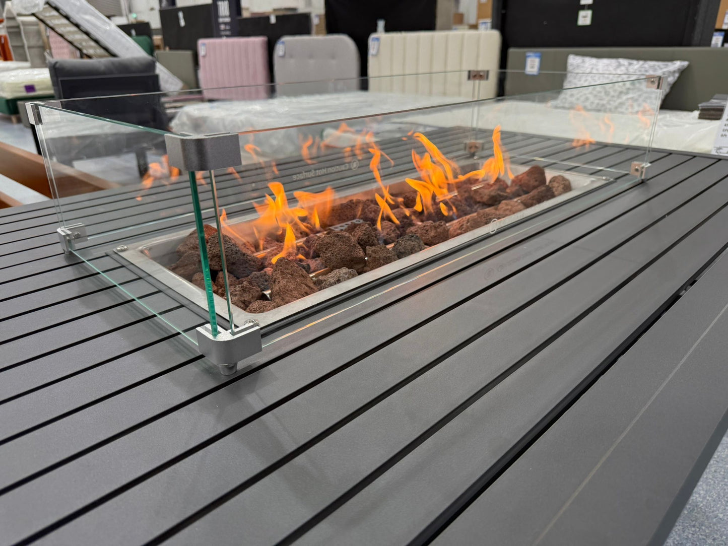Grey Aluminium Rising Fire Pit Table