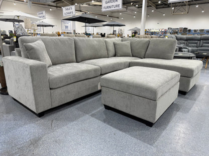 Nimbus Light Grey Corner Sofa & Footstool