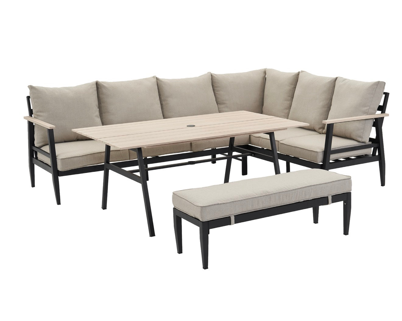 California Aluminium Large Corner Dining Set and Armchair