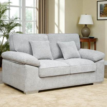 York Silver Fabric 2 Seater Sofa