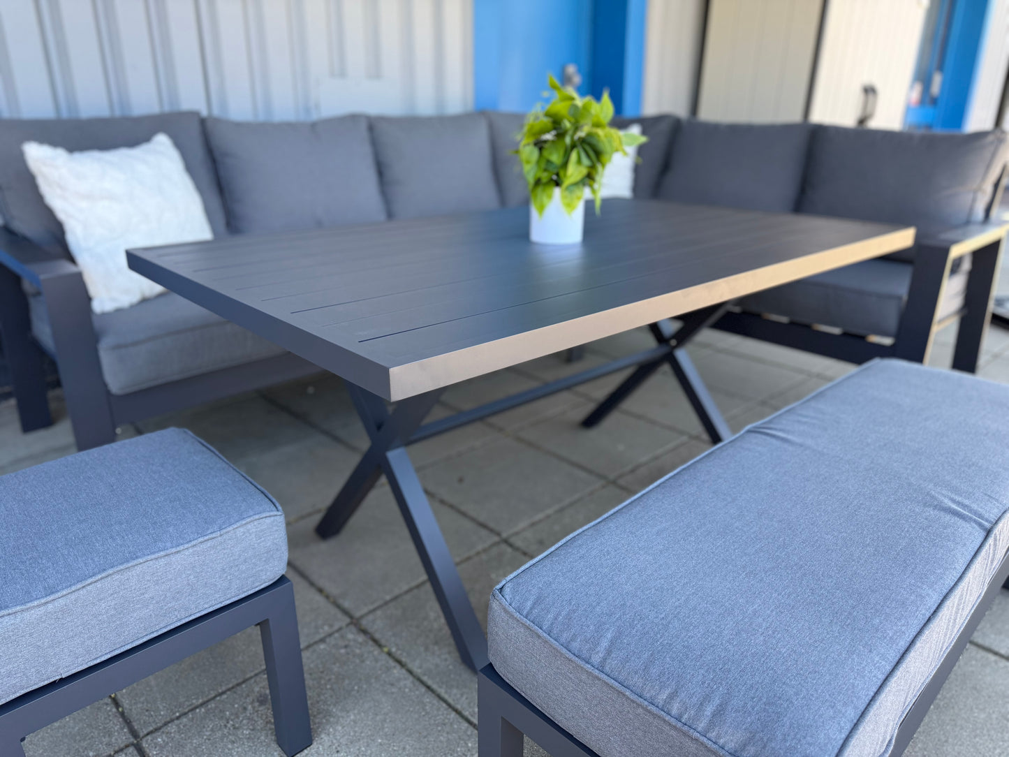 Vegas Grey Aluminium Large Corner Dining Set