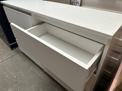 White Narrow 3 Drawer Double Chest