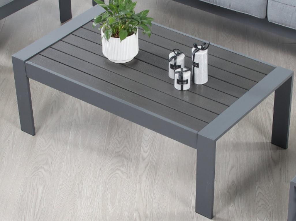 Grey Aluminium Poly Wood Top Coffee Table