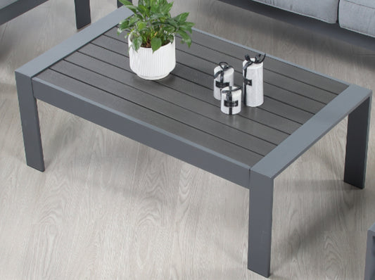 Grey Aluminium Poly Wood Top Coffee Table