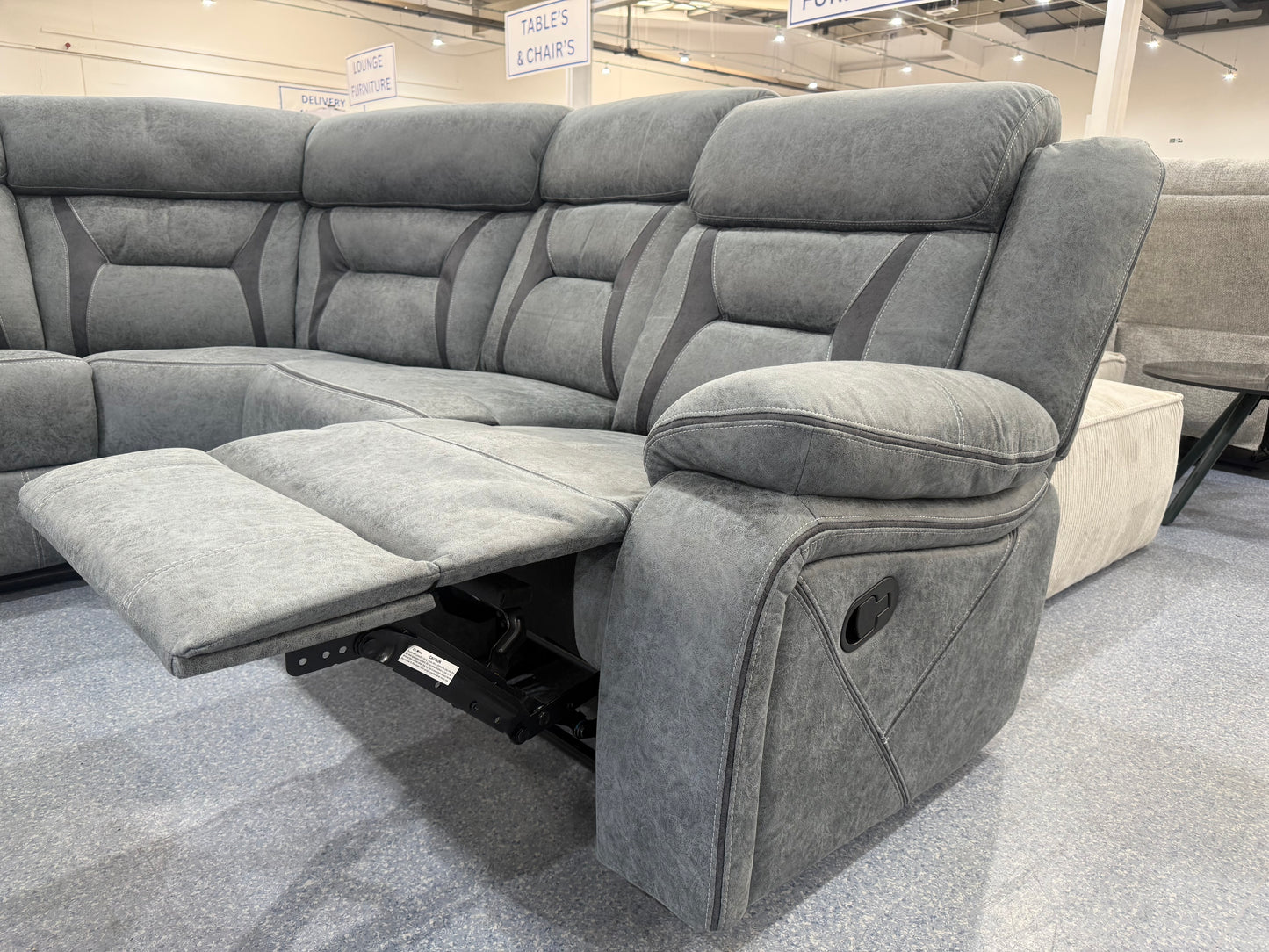 Venice Marble Grey Fabric Corner Reclining Sofa