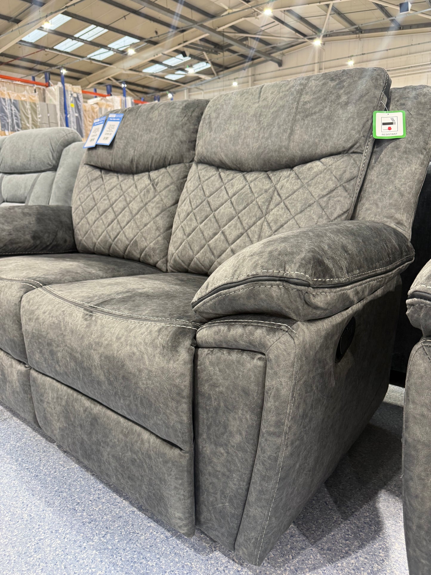 Lorenza Grey Fabric 2 Seater Manual Reclining Sofa