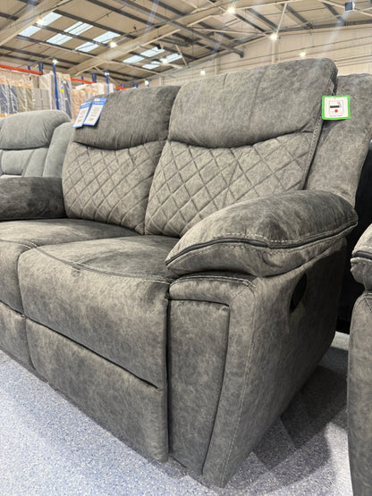 Lorenza Grey Fabric 2 Seater Manual Reclining Sofa