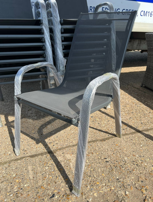 Panama Grey Patio Stacking Textilene Outdoor Garden Chairs