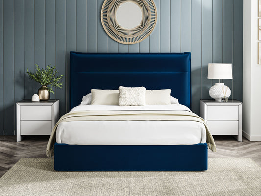 The Bed Collection Royal Blue Velvet Ottoman Bed Frame