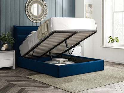 The Bed Collection Royal Blue Velvet Ottoman Bed Frame