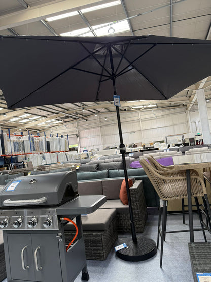Dark Grey 3x2M Straight Parasol With LED's