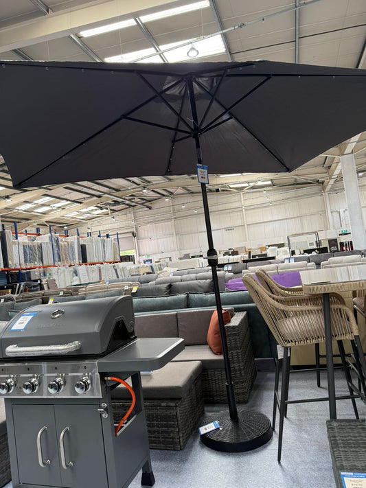 Dark Grey 3x2M Straight Parasol With LED's