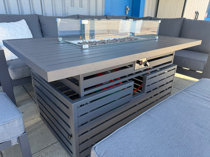 Vegas Aluminium Large Corner Sofa With Rising Firepit Table Set