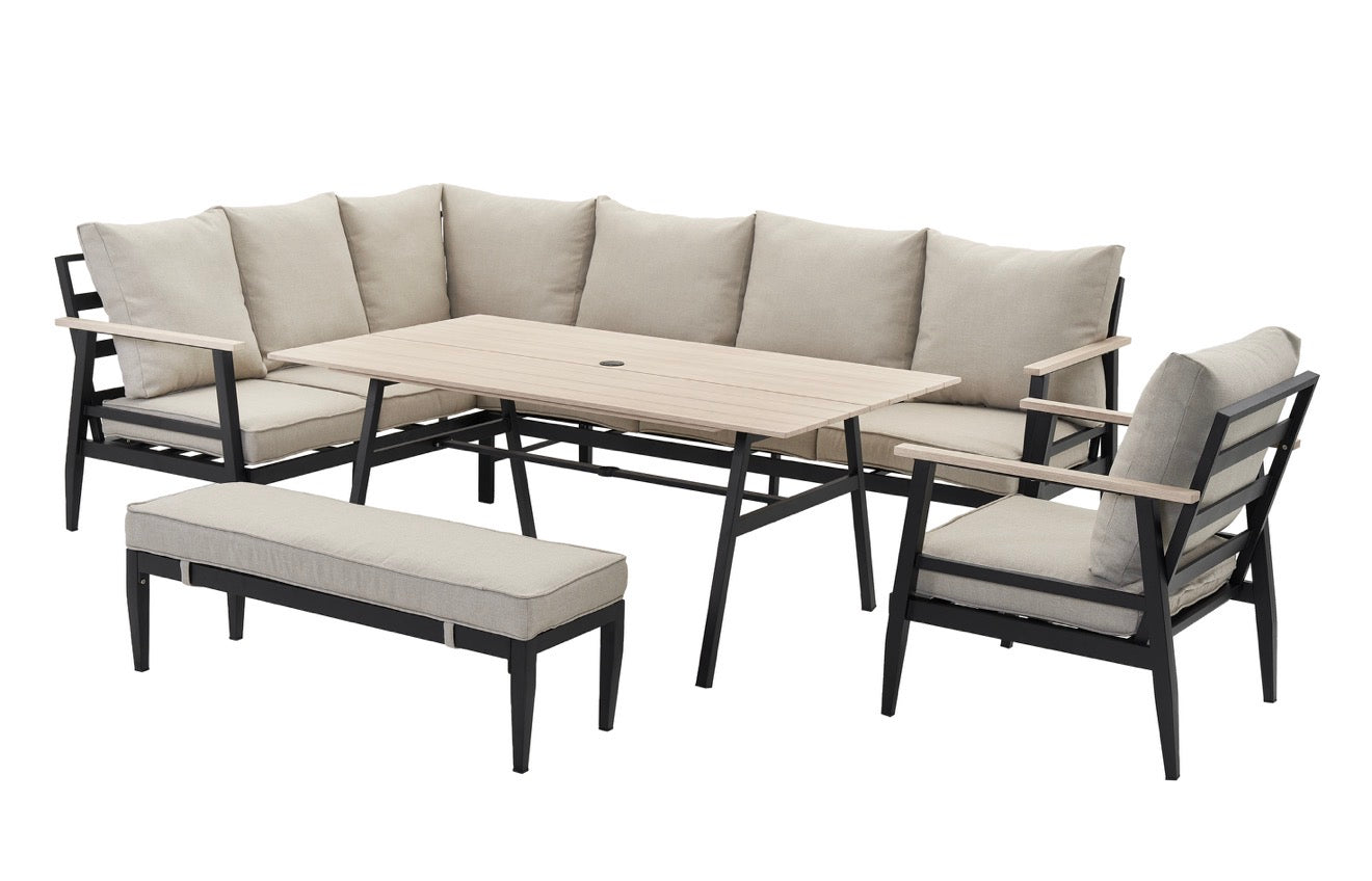 California Aluminium Large Corner Dining Set and Armchair
