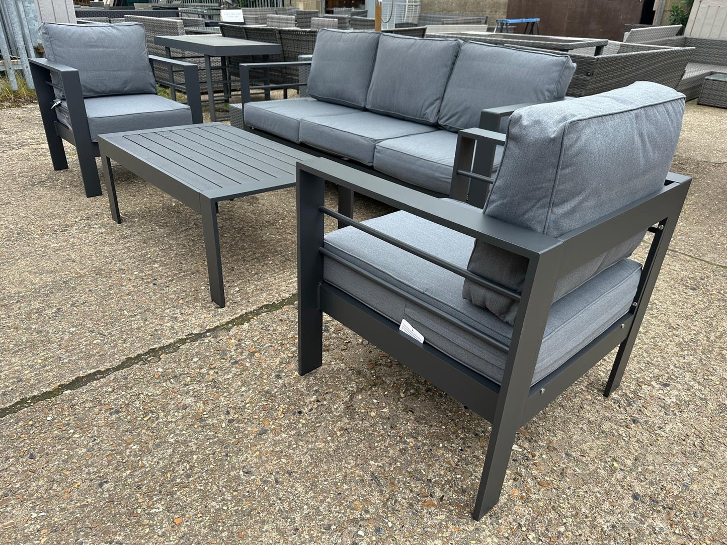 Grey Aluminium 5 Seater Sofa Lounge Set