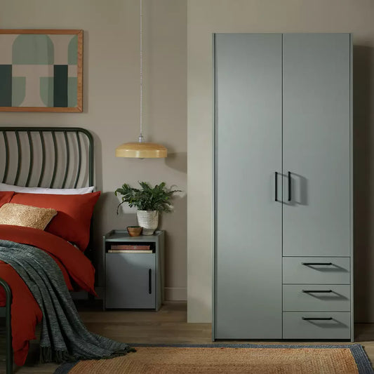 Oldham 2 Door 3 Drawer Wardrobe GREEN